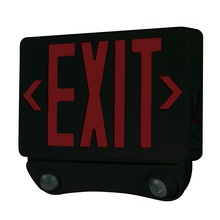 Nora NEX-730-LED/RB - LED Exit and Emergency Combination with Adjustable Heads, Red Letters / Black Housing