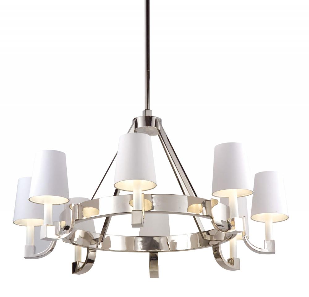 Eight Light Nickel Up Chandelier