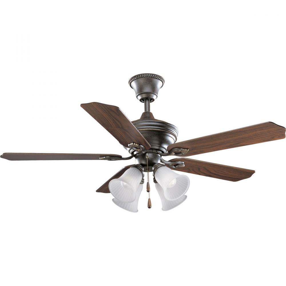 Four Light Forged Bronze Ceiling Fan