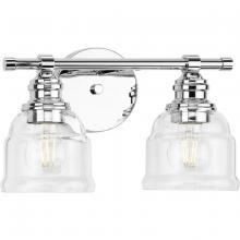 Progress P300374-015 - Ambrose Collection Two-Light Farmhouse Polished Chrome Clear Glass Bath Vanity Light