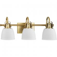 Progress P300428-163 - Presto Collection Three-Light Coastal Vintage Brass Bath and Vanity Light