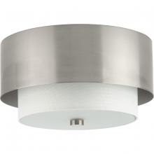 Progress P350249-009 - Silva Collection Two-Light Brushed Nickel White Linen Shade 14" Flush Mount