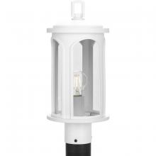 Progress P540033-028 - Gables Collection One-Light Coastal Satin White Clear Glass Outdoor Post Light with DURASHIELD