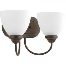 Progress P2915-20 - Heart Collection Two-Light Antique Bronze Etched Glass Farmhouse Bath Vanity Light