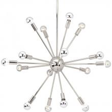 Progress P400041-104 - Ion Collection Sixteen-Light Polished Nickel Mid-Century Modern Chandelier Light