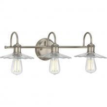 Progress P300288-081 - Fayette Collection Three-Light Antique Nickel Clear Glass Farmhouse Bath Vanity Light