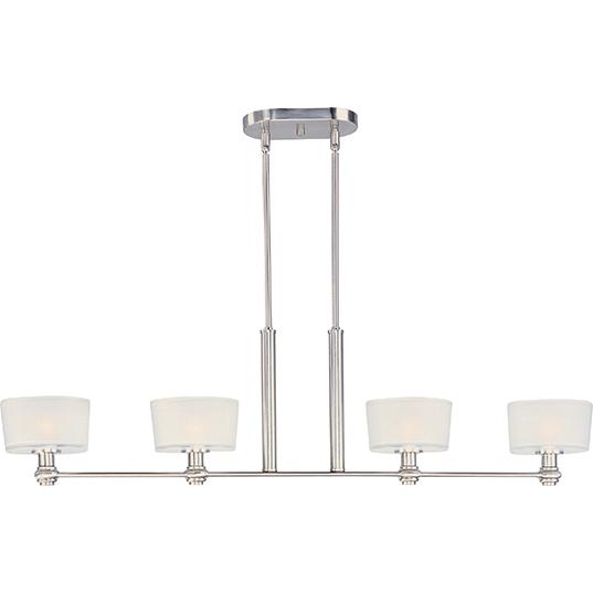 Four Light Satin Nickel Frosted Glass Island Light