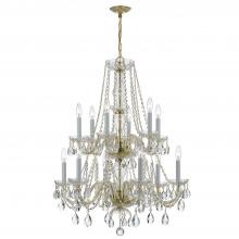  1137-PB-CL-S - Traditional Crystal 12 Light Swarovski Strass Crystal Polished Brass Chandelier