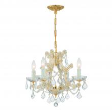  4474-GD-CL-S - Maria Theresa 4 Light Swarovski Strass Crystal Gold Mini Chandelier