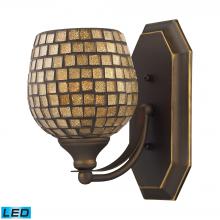  570-1B-GLD-LED - Mix-N-Match Vanity 1-Light Wall Lamp in Aged Bronze with Gold Leaf Glass - Includes LED Bulb