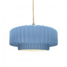 Justice Design Group CER-6553-SKBL-BRSS-BEIG-TWST - Medium Tier Pleated 1-Light Pendant