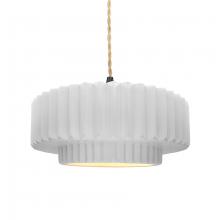 Justice Design Group CER-6553-WHT-MBLK-BEIG-TWST - Medium Tier Pleated 1-Light Pendant