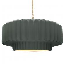 Justice Design Group CER-6555-PWGN-BRSS-BEIG-TWST - Large Tier Pleated 1-Light Pendant