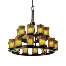 Justice Design Group GLA-8767-16-AMBR-DBRZ - Dakota 21-Light 2-Tier Ring Chandelier