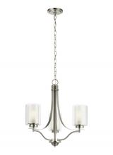 Seagull - Generation 3137303-962 - Elmwood Park traditional 3-light indoor dimmable ceiling chandelier pendant light in brushed nickel