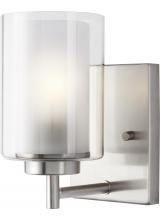 Seagull - Generation 4137301-962 - Elmwood Park traditional 1-light indoor dimmable bath vanity wall sconce in brushed nickel silver fi