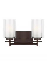 Seagull - Generation 4437302-710 - Elmwood Park traditional 2-light indoor dimmable bath vanity wall sconce in bronze finish with satin