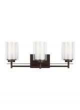 Seagull - Generation 4437303-710 - Elmwood Park traditional 3-light indoor dimmable bath vanity wall sconce in bronze finish with satin