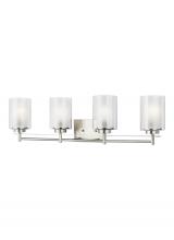 Seagull - Generation 4437304-962 - Elmwood Park traditional 4-light indoor dimmable bath vanity wall sconce in brushed nickel silver fi