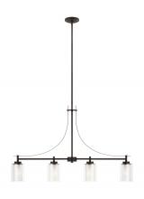 Seagull - Generation 6637304-710 - Elmwood Park traditional 4-light indoor dimmable linear ceiling chandelier pendant light in bronze f