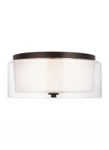 Seagull - Generation 7537302-710 - Elmwood Park traditional 2-light indoor dimmable ceiling semi-flush mount in bronze finish with sati