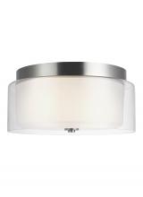 Seagull - Generation 7537302-962 - Elmwood Park traditional 2-light indoor dimmable ceiling semi-flush mount in brushed nickel silver f