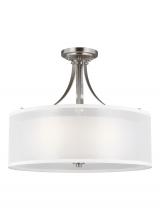 Seagull - Generation 7737303-962 - Elmwood Park traditional 3-light indoor dimmable ceiling semi-flush mount in brushed nickel silver f