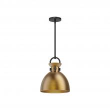 Alora Lighting PD411311MBAG - Waldo 11-in Matte Black/Aged Gold 1 Light Pendant