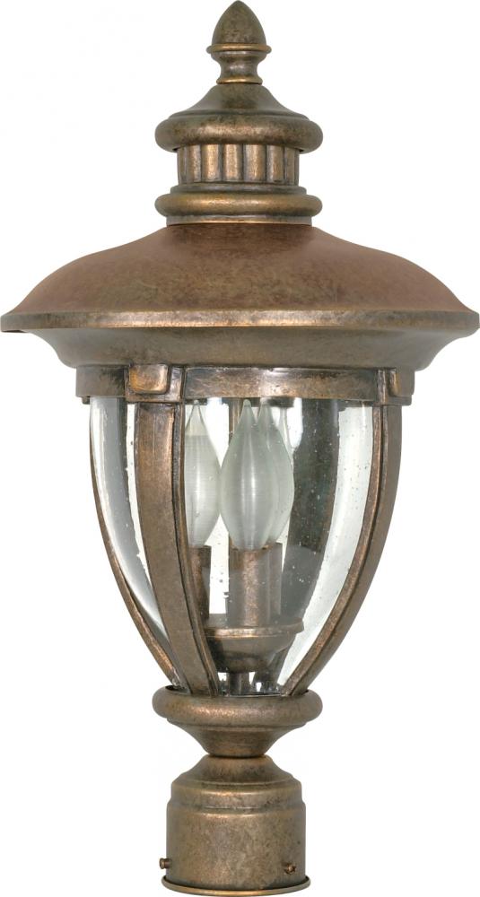 Galeon - 3 Light - 20&#34; - Post Lantern - w/ Clear Seed Glass