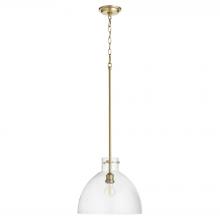  8832-80 - 14 inches Clear Seeded Dome Pendant, Aged Brass