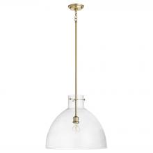  8932-80 - 18 inches Clear Seeded Dome Pendant, Aged Brass