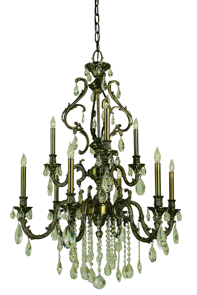 9-Light Antique Brass Czarina Dining Chandelier