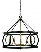 Framburg 5705 MBLACK/SB - 5-Light Matte Black/Satin Pewter Amelia Dining Chandelier